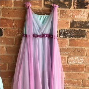 Lavender and teal dress